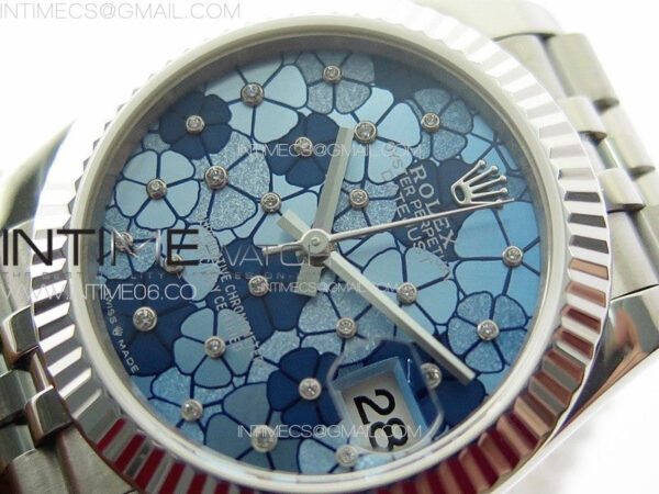 DateJust 31mm 278274 904L SS GMF Best Edition Blue Flowers Crystals Dial on 904L Jubilee Bracelet A2824 - Image 4
