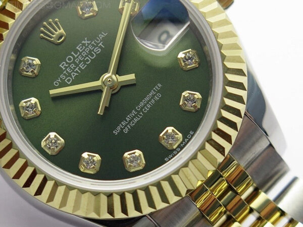 Datejust 28mm 279173 SS/YG BP Best Edition Green Crystals Markers Dial on SS/YG Jubilee Bracelet ETA2671 - Image 4