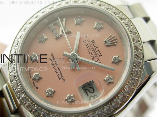 Datejust 28mm 279179 SS/Crystals APSF Best Edition Pink Dial Stars Crystals Markers on SS President Bracelet NH05 - Image 4