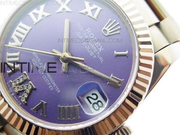 Datejust 31mm 278275 RG BP Best Edition Purple Roman Markers Dial @6 Dia on RG President Bracelet - Image 4