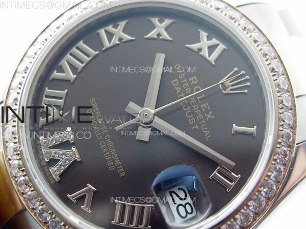DateJust 31mm 72610 SS/Crystals Bezel APSF Best Edition Green Dial Roman Markers on Oyster Bracelet A2824 - Image 4