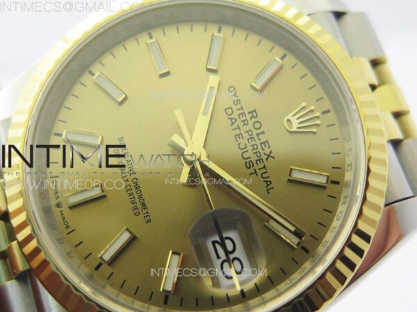 DateJust 36 904L SS/YG 126233 VSF 1:1 Best Edition Gold Stick Dial on Jubilee Bracelet VS3235 - Image 4