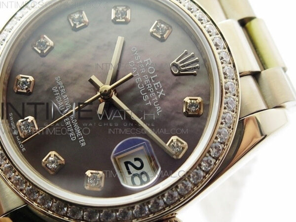 Datejust 31mm 278275 RG BP Best Edition Dia Bezel Brown Roman Crystal Markers Dial on RG President Bracelet - Image 4