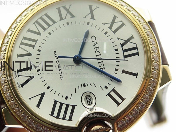 Ballon White 42mm Double Diamonds Bezel RG K3F 1:1 Best Edition White Texture Dial on Black Leather Strap A2824 - Image 4