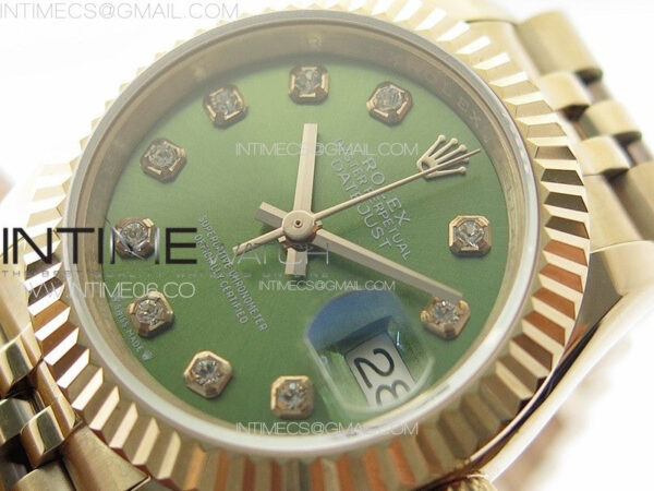Datejust 28mm 279179 RG APSF Best Edition Green Dial Crystals Markers on SS Jubilee Bracelet NH05 - Image 4