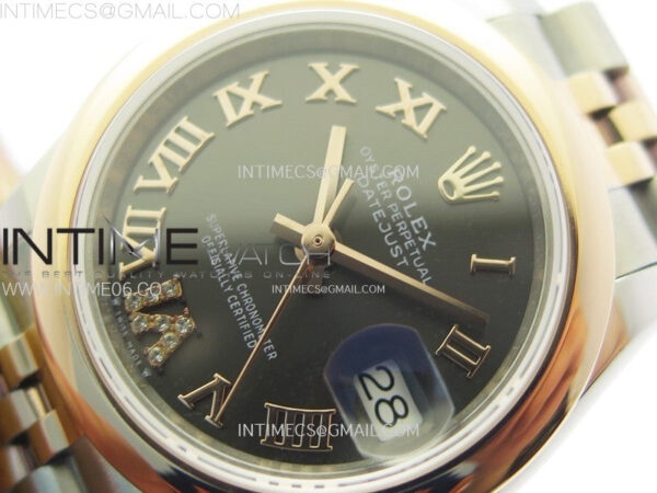 Datejust 28mm 279171 Smooth Bezel SS/RG APSF Best Edition Gray Dial Roman Markers on SS Jubilee Bracelet NH05 - Image 4