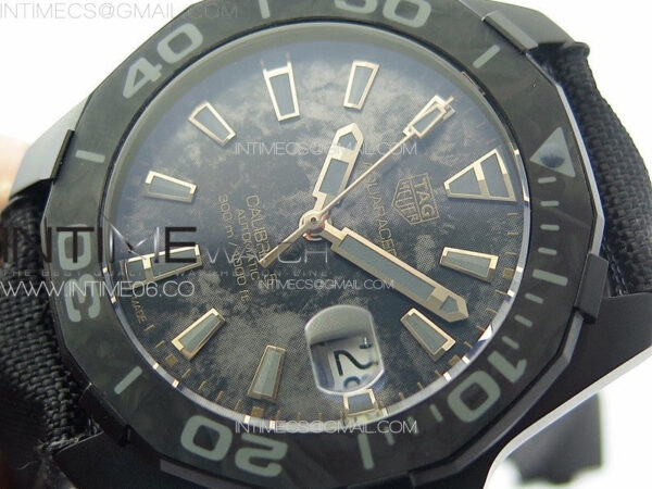 Aquaracer Calibre 5 PVD 41mm TARF 1:1 Best Edition Carbon/RG Dial on Black Nylon Strap SW200 - Image 4