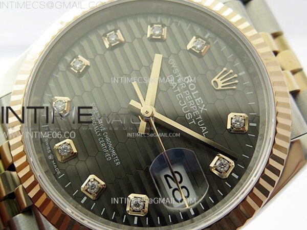 DateJust 36 SS 126231 904L SS/RG VSF 1:1 Best Edition Gray Fluted Dial Diamonds Markers on Jubilee Bracelet VS3235 - Image 4