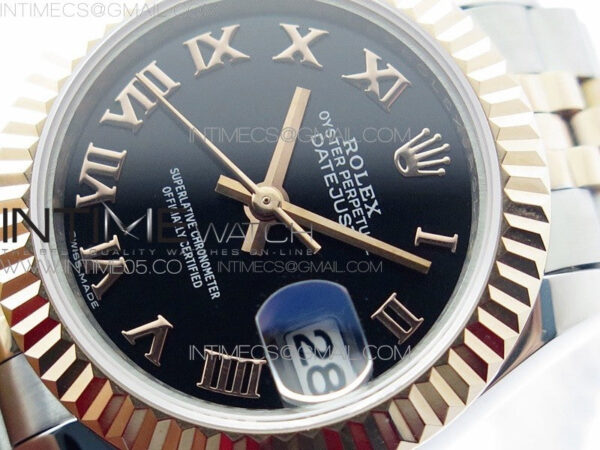 Datejust 28mm 279173 SS/RG BP Best Edition Black Roman Markers Dial on SS/RG Jubilee Bracelet ETA2671 - Image 4
