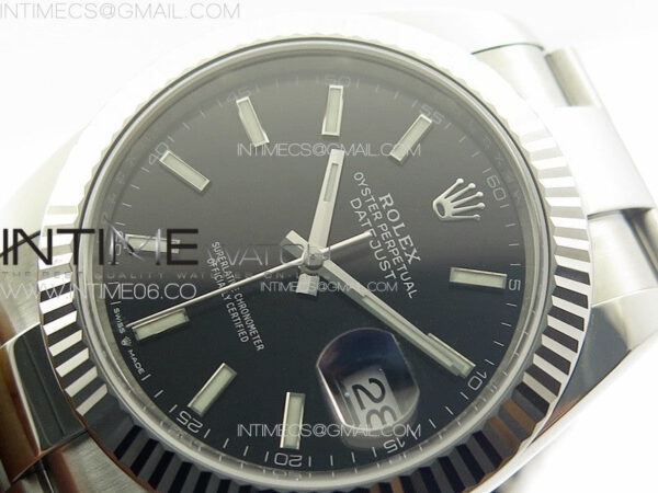 DateJust 41 126334 Clean 1:1 Best Edition 904L Steel Black Stick Dial on Oyster Bracelet VR3235 - Image 4