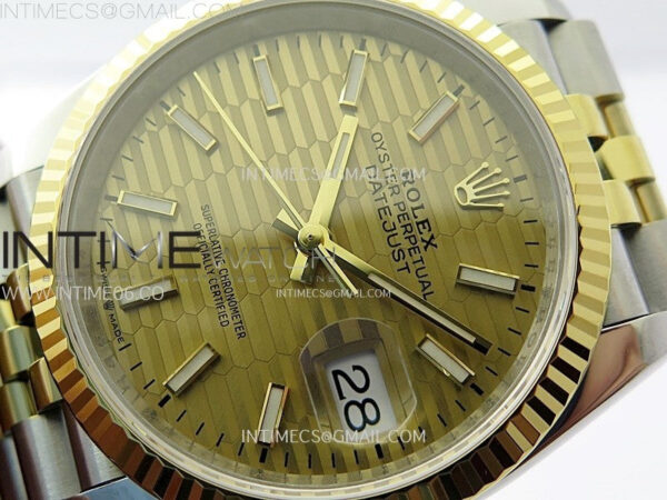DateJust 36 SS 126233 904L SS/YG VSF 1:1 Best Edition Gold Fluted Dial Sticks Markers on Jubilee Bracelet VS3235 - Image 4