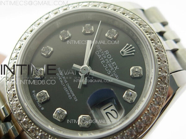Datejust 28mm 279179 SS/Crystals APSF Best Edition Gray Dial Crystals Markers on SS Jubilee Bracelet NH05 - Image 4
