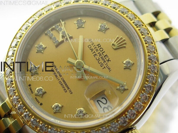 Datejust 28mm 279179 SS/YG APSF Best Edition Gold Dial Stars Crystals Markers on SS/YG Jubilee Bracelet NH05 - Image 4