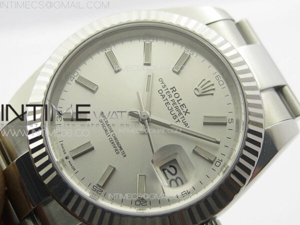 DateJust 41 126334 Clean 1:1 Best Edition 904L Steel Silver Stick Dial on Oyster Bracelet VR3235 - Image 4