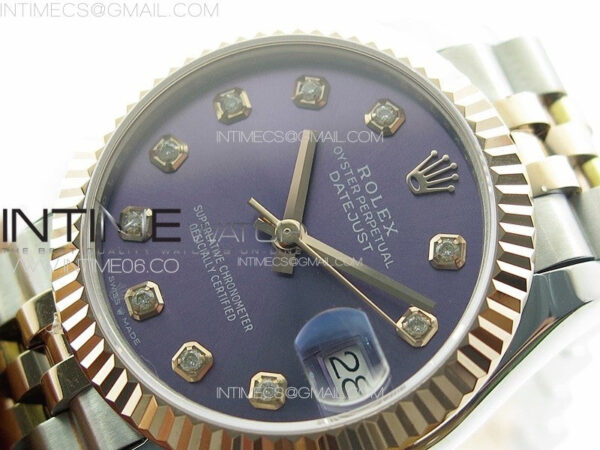 DateJust 31mm 178271 SS/RG APSF Best Edition Blue Dial Crystal Markers on Jubilee Bracelet A2824 - Image 3