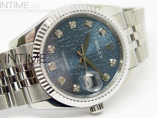 DateJust 116234 SS Blue Textured Dial Diamond Markers on SS Bracelet SA3135 - Image 4