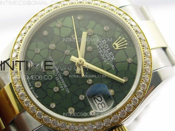 DateJust 31mm 72610 Crystals Bezel SS/YG APSF Best Edition Blue Flowers Crystals Dial on Oyster Bracelet A2824 - Image 4