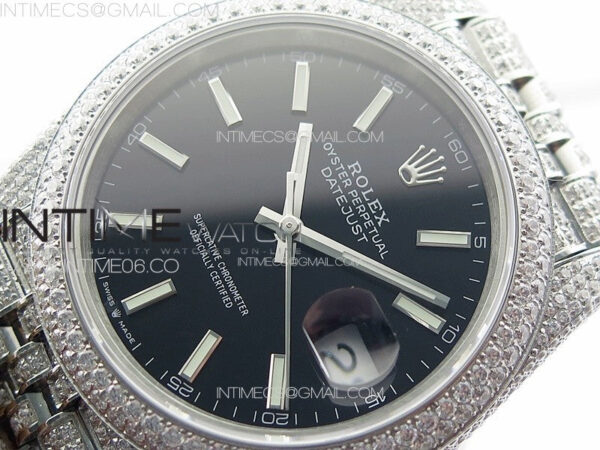 DateJust 41 126334 Full Paved Diamonds BP Best Edition Black Dial Stick Markers on Jubilee Bracelet A2824 - Image 5