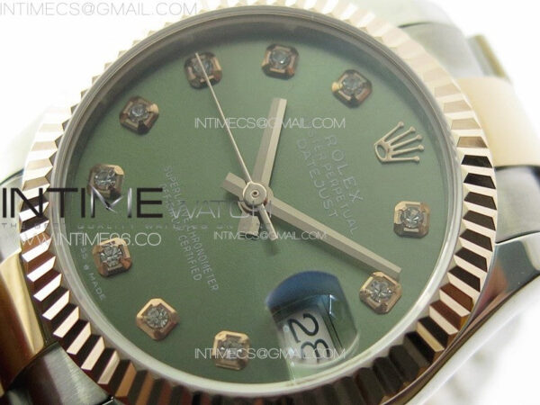 DateJust 31mm 72610 SS/RG APSF Best Edition Green Dial Crystals Markers on Oyster Bracelet A2824 - Image 4
