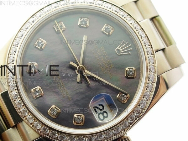 Datejust 31mm 278275 RG Dia Bezel BP Best Edition Gray MOP Crystal Markers Dial on RG President Bracelet - Image 4