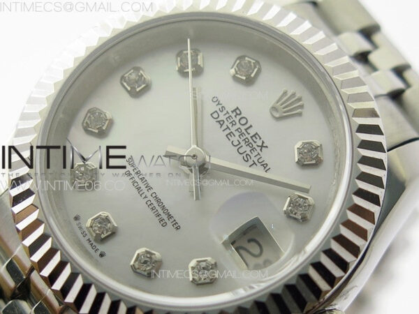 Datejust 28mm 279179 SS APSF Best Edition Silver Dial Crystals Markers on SS Jubilee Bracelet NH05 - Image 4