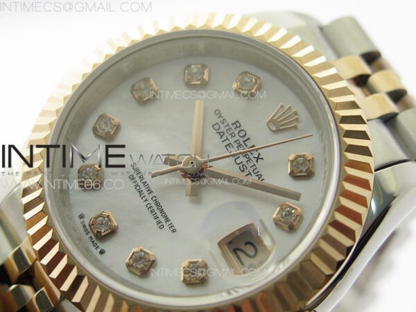 Datejust 28mm 279179 SS/RG APSF Best Edition White MOP Dial Crystals Markers on SS/RG Jubilee Bracelet NH05 - Image 4
