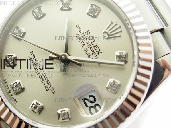 Datejust 31mm 278275 SS BP Best Edition Silver Crystals Markers Dial on RG President Bracelet - Image 5