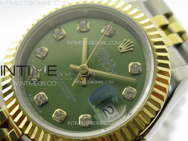 Datejust 28mm 279179 SS/YG APSF Best Edition Green Dial Crystals Markers on SS/YG Jubilee Bracelet NH05 - Image 4