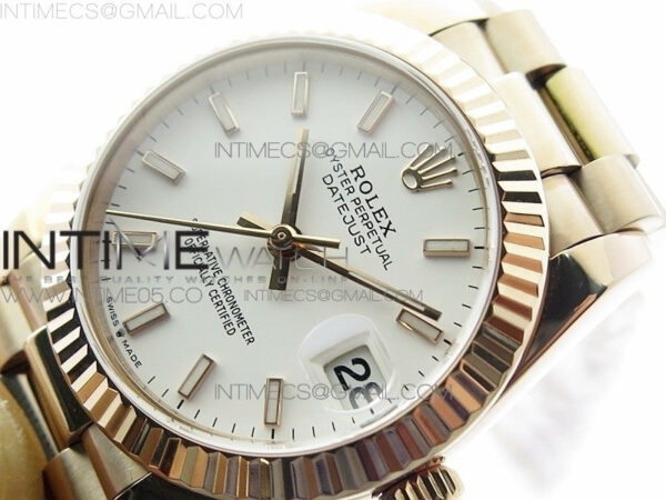 Datejust 31mm 278275 RG BP Best Edition White Sticks Markers Dial on RG President Bracelet - Image 4
