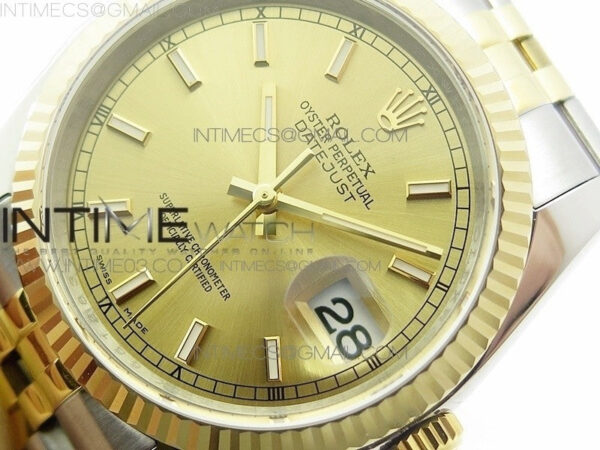 DateJust 36 SS/YG 126233 ARF 1:1 Best Edition YG Dial Stick Markers on SS/YG Jubilee Bracelet SH3135 - Image 4