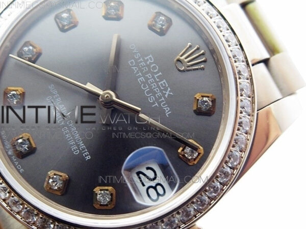 Datejust 31mm 278275 RG Dia Bezel BP Best Edition Gray Crystal Markers Dial on RG President Bracelet - Image 4