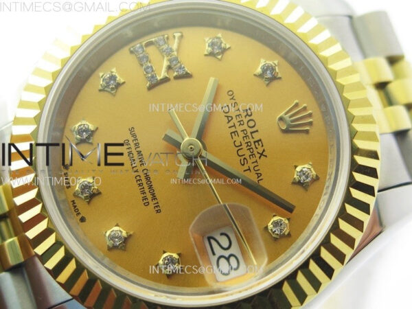 Datejust 28mm 279173 SS/YG APSF Best Edition Gold Dial Star Crystals Markers on Jubilee Bracelet NH05 - Image 6