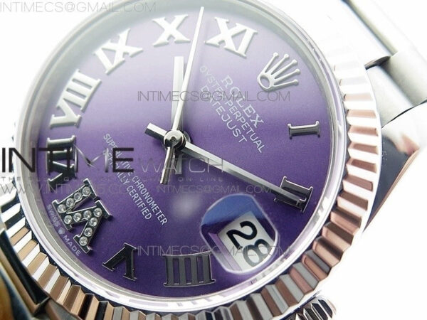 Datejust 31mm 278275 SS BP Best Edition Purple Roman Markers Dial(@6 Crystal Makrer) on SS President Bracelet - Image 4
