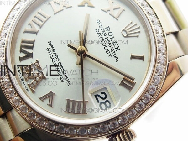 Datejust 31mm 278275 RG Dia Bezel BP Best Edition Silver Roman Markers Dial @6 Dia on RG President Bracelet - Image 4