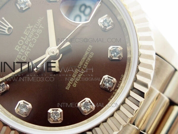 DateJust 28mm RG Diamond Bezel BP Best Edition Brown Dial on RG Bracelet ETA2671 - Image 5