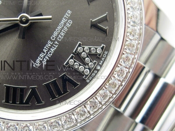 Datejust 31mm 278275 SS Crystals bezel BP Best Edition Gray Roman Markers Dial(@6 Crystal marker) on SS President Bracelet - Image 5