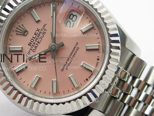 Datejust 28mm 279179 SS APSF Best Edition Pink Dial Sticks Markers on SS Jubilee Bracelet NH05 - Image 5