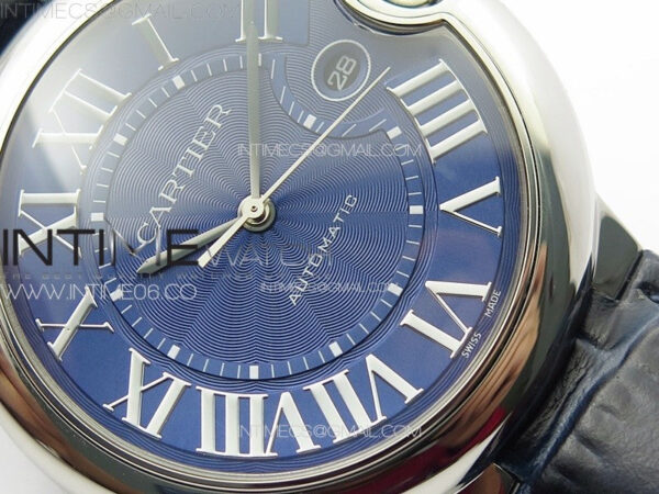 Ballon Bleu 42mm SS K3F 1:1 Best Edition Blue Texture Dial on Blue Leather Strap A2824 - Image 5