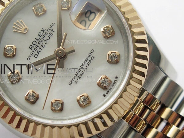 Datejust 28mm 279179 SS/RG APSF Best Edition White MOP Dial Crystals Markers on SS/RG Jubilee Bracelet NH05 - Image 5