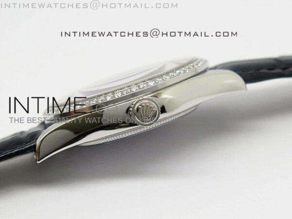 Cellini Date BP Maker SS Diam Bezel Black Dial on Black Leather Strap - Image 5