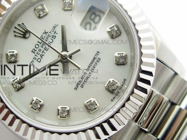 DateJust 28mm SS BP Best Edition White MOP Dial on SS Bracelet ETA2671 - Image 3