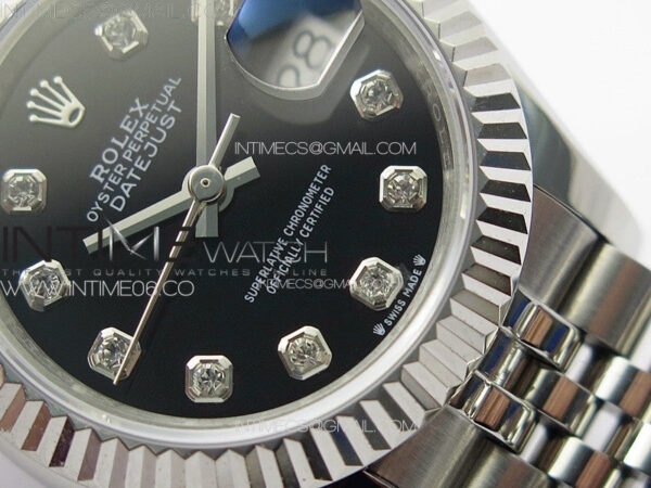 Datejust 28mm 279179 SS APSF Best Edition Black Dial Crystals Markers on SS Jubilee Bracelet NH05 - Image 5