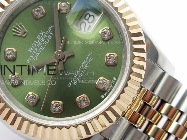 Datejust 28mm 279179 SS/RG APSF Best Edition Green Dial Crystals Markers on SS/RG Jubilee Bracelet NH05 - Image 6