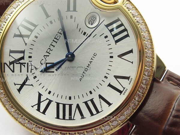 Ballon White 42mm Double Diamonds Bezel RG K3F 1:1 Best Edition White Texture Dial on Black Leather Strap A2824 - Image 5