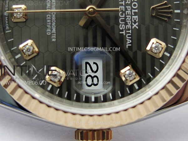 DateJust 36 SS 126231 904L SS/RG VSF 1:1 Best Edition Gray Fluted Dial Diamonds Markers on Jubilee Bracelet VS3235 - Image 5