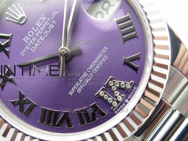 Datejust 31mm 278275 SS BP Best Edition Purple Roman Markers Dial(@6 Crystal Makrer) on SS President Bracelet - Image 5