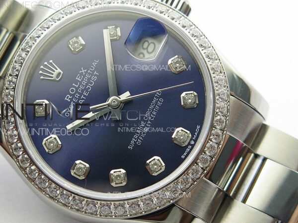 DateJust 31mm 178271 SS Crystal Bezel APSF Best Edition Blue Dial Crystal Markers on Oyster Bracelet A2824 - Image 5