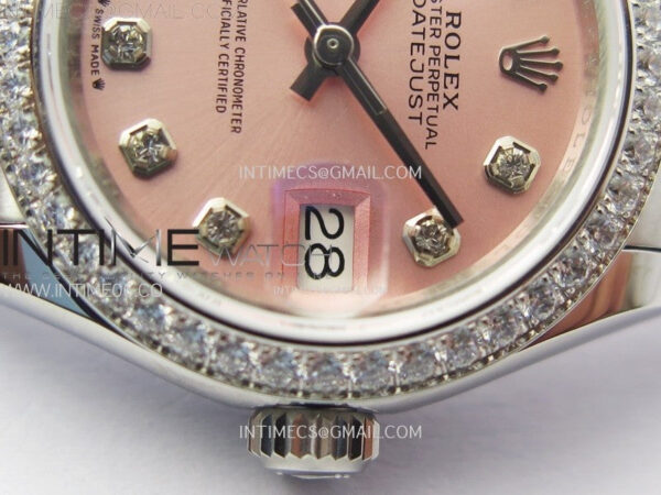 Datejust 28mm 279179 SS/Crystals Bezel APSF Best Edition Pink Dial Crystals Markers on SS Jubilee Bracelet NH05 - Image 5