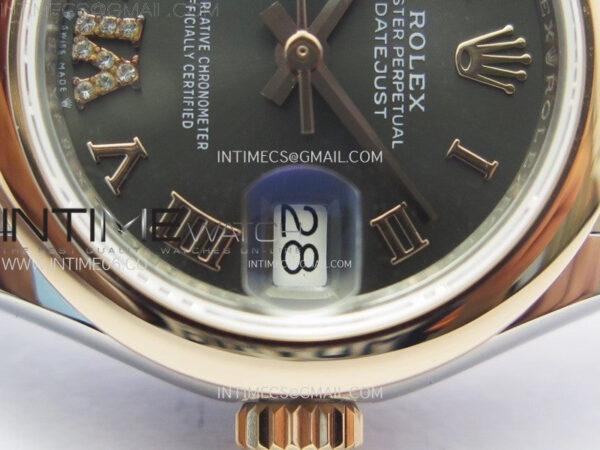 Datejust 28mm 279171 Smooth Bezel SS/RG APSF Best Edition Gray Dial Roman Markers on SS Jubilee Bracelet NH05 - Image 5