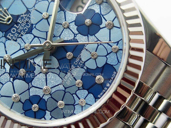 DateJust 31mm 278274 904L SS GMF Best Edition Blue Flowers Crystals Dial on 904L Jubilee Bracelet A2824 - Image 5